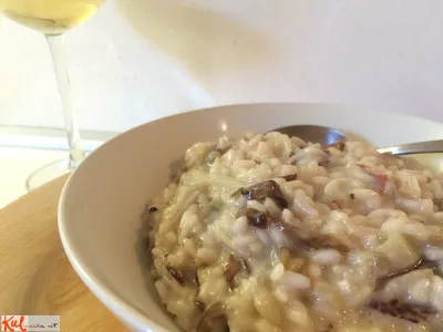 Rižota s panceto in radičem