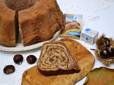 Čokoladna kostanjeva potica z jabolčnim pirejem